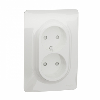 Розетка двойная Schneider Electric Unica New б/з со шторками NU206318 цвет белый