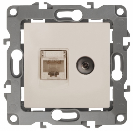 Розетка комбинированная RJ45+TV ЭРА 12 12-3110-02 в современном стиле