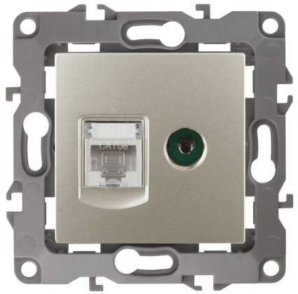 Розетка комбинированная RJ45+TV ЭРА 12 12-3110-04 в стиле модерн