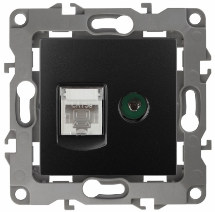 Розетка комбинированная RJ45+TV ЭРА 12 12-3110-05 в стиле Хай-тек
