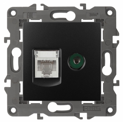 Розетка комбинированная RJ45+TV ЭРА Elegance 14-3110-05 в стиле Хай-тек