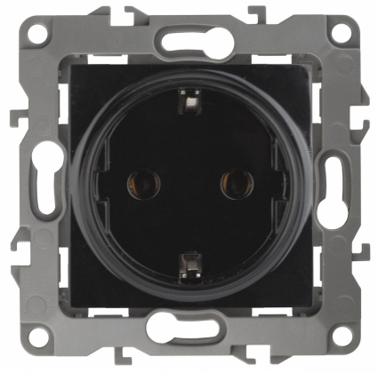 Розетка ЭРА 12 2P E Schuko 16A 250V 12-2101-06 в современном стиле, цвет черный