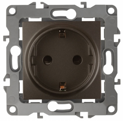 Розетка ЭРА 12 2P E Schuko со шторками 16A 250V 12-2102-13 в стиле модерн, цвет бронза
