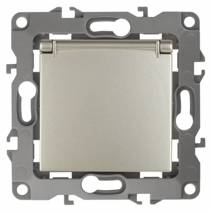 Розетка ЭРА 12 2P E Schuko со шторками с крышкой 16A 250V 12-2103-04, в стиле модерн