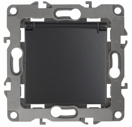 Розетка ЭРА 12 2P E Schuko со шторками с крышкой 16A 250V 12-2103-05, в стиле Хай-тек