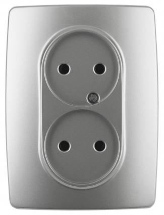 Розетка ЭРА 12 2x2P 16A 250V 12-2107-03 в стиле Хай-тек, цвет серый