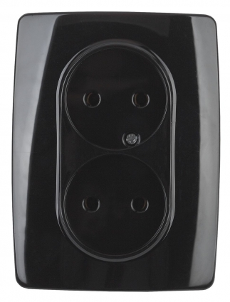 Розетка ЭРА 12 2x2P 16A 250V 12-2107-06 в современном стиле, цвет черный