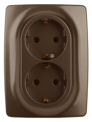 Розетка ЭРА 12 2x2P E Schuko 16A 250V 12-2106-13 в стиле модерн, цвет бронза