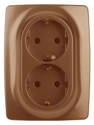 Розетка ЭРА 12 2x2P E Schuko 16A 250V 12-2106-14 в стиле модерн, цвет медь