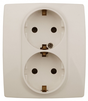 Розетка ЭРА 12 2x2P E Schuko со шторками 16A 250V 12-2104-02 в современном стиле