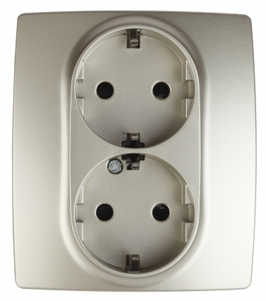 Розетка ЭРА 12 2x2P E Schuko со шторками 16A 250V 12-2104-04 в стиле модерн