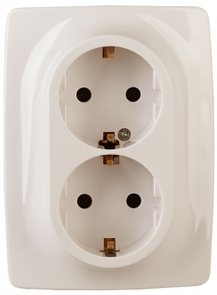 Розетка ЭРА 12 2x2P E Schuko со шторками 16A 250V 12-2108-02 в современном стиле