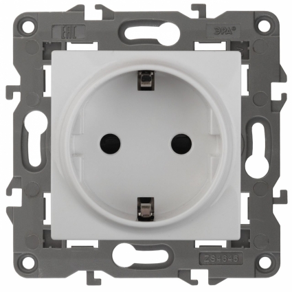 Розетка ЭРА Elegance 2P E Schuko 16A 250V 14-2101-01 в современном стиле, цвет белый