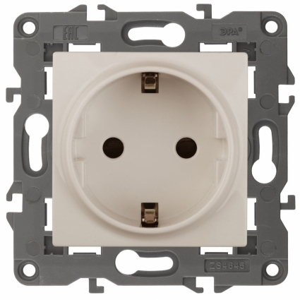 Розетка ЭРА Elegance 2P E Schuko со шторками 16A 250V 14-2102-02 в современном стиле