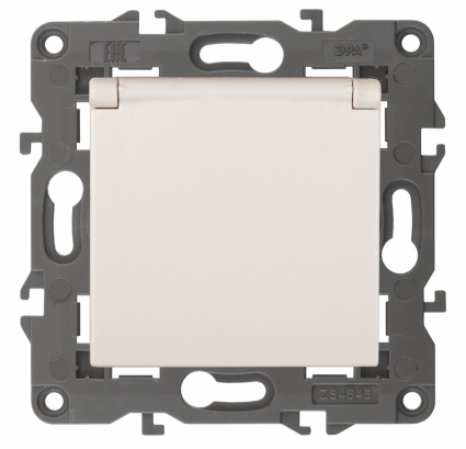 Розетка ЭРА Elegance 2P E Schuko со шторками с крышкой 16A 250V 14-2103-02, в современном стиле