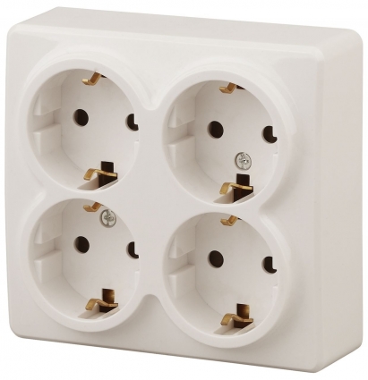 Розетка ЭРА Эксперт 4х2P E со шторками Schuko 16A 250V 11-2211-02 в современном стиле