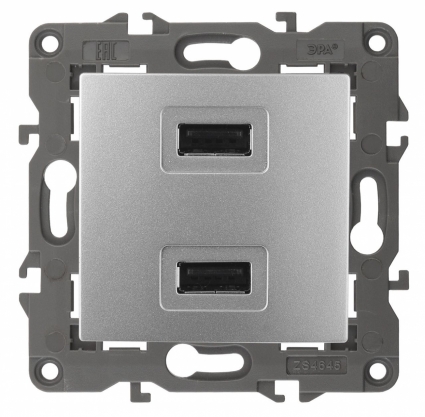 Устройство зарядное USB ЭРА Elegance 5V-2,1A 14-4110-03, в стиле Хай-тек, цвет серый