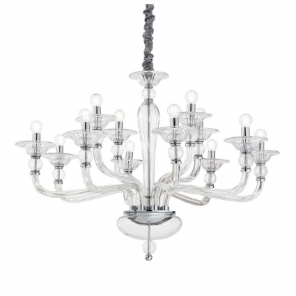 Подвесная люстра Ideal Lux Danieli SP12 Trasparente цвет хром, мощность 480 Вт