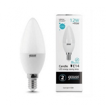 Лампа светодиодная Gauss E14 12W 4100K матовая 33122 цвет белый