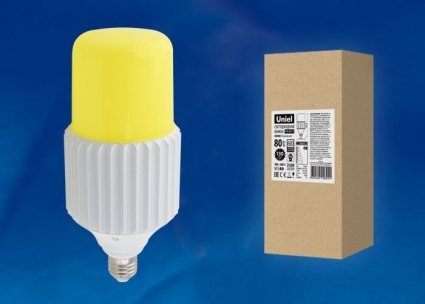 Лампа светодиодная сверхмощная (UL-00004080) Uniel E27 80W 4000K желтая LED-MP200-80W/4000K/E40/PH ALP06WH цвет желтый