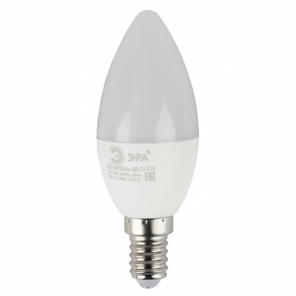 Лампа светодиодная ЭРА E14 6W 4000K матовая ECO LED B35-6W-840-E14 цвет белый