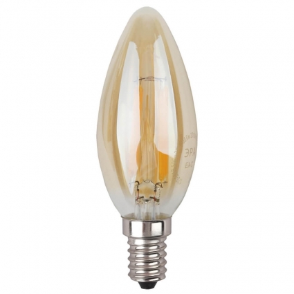 Лампа светодиодная филаментная ЭРА E14 7W 2700K золотая F-LED B35-7W-827-E14 gold