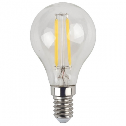 Лампа светодиодная филаментная ЭРА E14 7W 4000K прозрачная F-LED P45-7W-840-E14