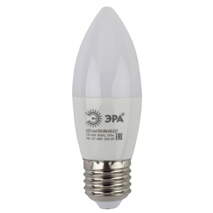 Лампа светодиодная ЭРА E27 9W 4000K матовая LED B35-9W-840-E27