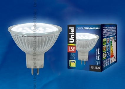 Лампа светодиодная (04013) Uniel GU5.3 1,5W 6400K матовая LED-JCDR-SMD-1,5W/DW/GU5.3 105 Lm, мощность 1.5 Вт