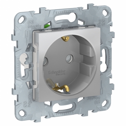Розетка Schneider Electric Unica New с/з со шторками NU505730 цвет серый