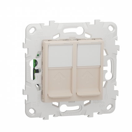 Розетка компьютерная RJ45X2 Schneider Electric Unica New Cat. 5е UTP NU542044 цвет бежевый