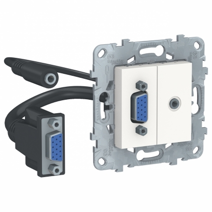 Розетка компьютерная VGA+Minijack Schneider Electric Unica New NU593218 цвет белый