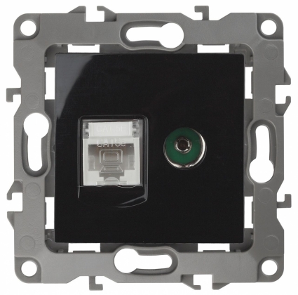 Розетка комбинированная RJ45+TV ЭРА 12 12-3110-06 цвет черный