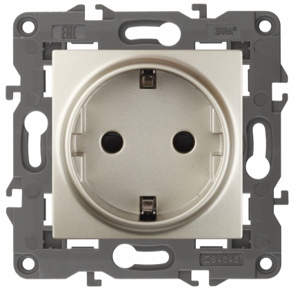 Розетка ЭРА Elegance 2P E Schuko со шторками 16A 250V 14-2102-04