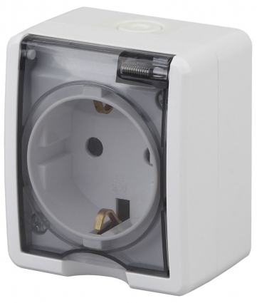 Розетка ЭРА Эксперт 2P E IP54 со шторками 16A 250V Al Cu 11А-2402-01 цвет белый
