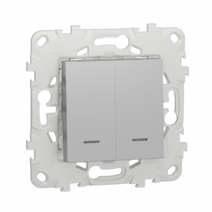 Выключатель двухклавишный Schneider Electric Unica New NU521130N цвет серый