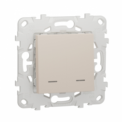 Выключатель двухклавишный Schneider Electric Unica New NU521144N цвет бежевый
