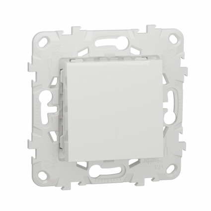 Переключатель двухклавишный Schneider Electric Unica New NU521318 цвет белый