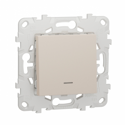 Переключатель одноклавишный с подсветкой Schneider Electric Unica New NU520344N, цвет бежевый