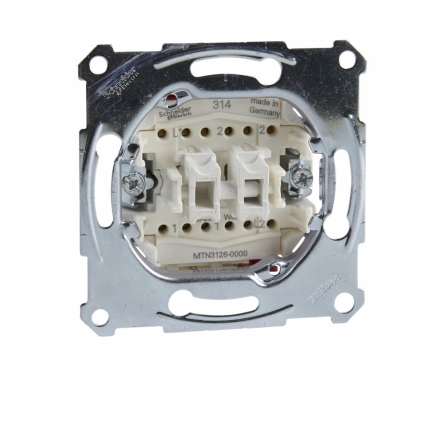 Переключатель двухклавишный Schneider Electric Merten Aquadesign MTN3126-0000 цвет белый