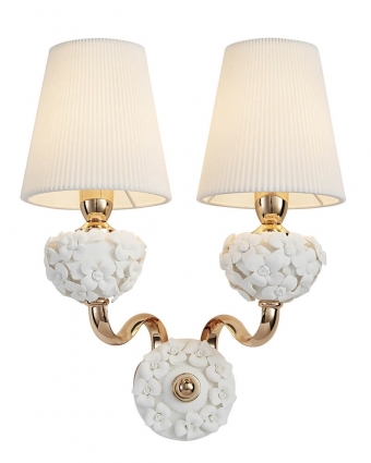 Бра Lumien Hall Плисанс 1032/2W-GD-WT цвет белый, мощность 120 Вт