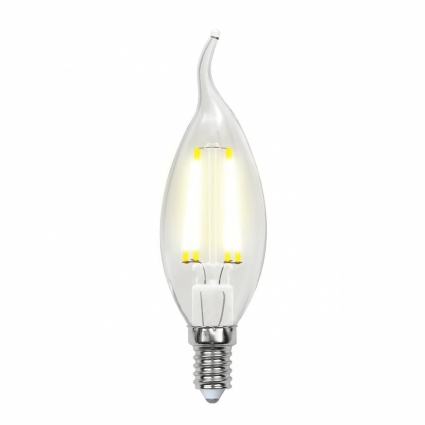 Лампа светодиодная филаментная (UL-00003296) Uniel E14 7,5W 4000K прозрачная LED-CW35-7,5W/NW/E14/CL GLA01TR, цвет прозрачный, мощность 7.5 Вт