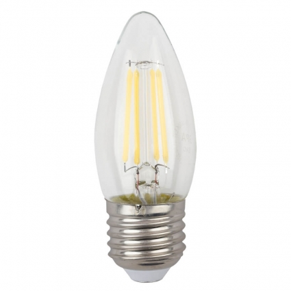 Лампа светодиодная филаментная ЭРА E27 5W 2700K прозрачная F-LED B35-5W-827-E27