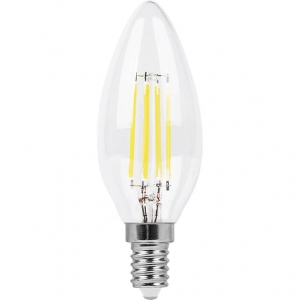 Лампа светодиодная филаментная Feron E14 11W 4000K Свеча Прозрачная LB-713 38008