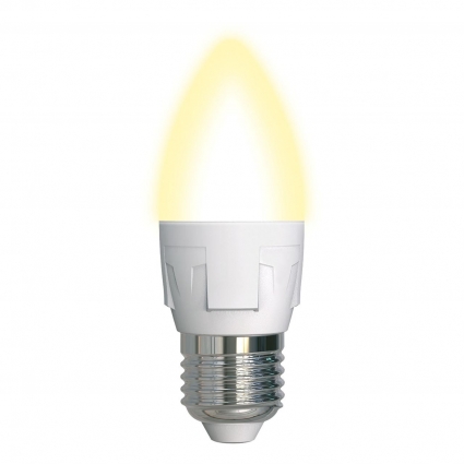 Лампа светодиодная диммируемая (UL-00004297) Uniel E27 7W 3000K матовая LED-C37 7W/3000K/E27/FR/DIM PLP01WH цвет белый
