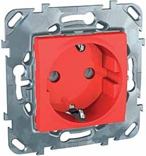 Розетка Schneider Electric Unica с/з со шторками 16A 250V MGU5.037.03ZD цвет красный