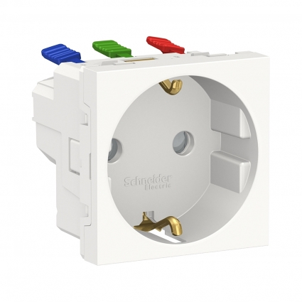 Розетка Schneider Electric Unica New Modular с/з со шторками 16A 250V NU305718 цвет белый