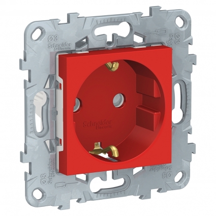Розетка Schneider Electric Unica New с/з со шторками 16A 250V NU503703 цвет красный