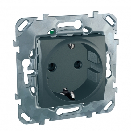 Розетка Schneider Electric Unica Top с/з со шторками MGU5.057.12ZD цвет графит