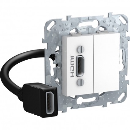 Розетка компьютерная HDMI с переходником Schneider Electric Unica MGU5.430.18ZD, цвет белый